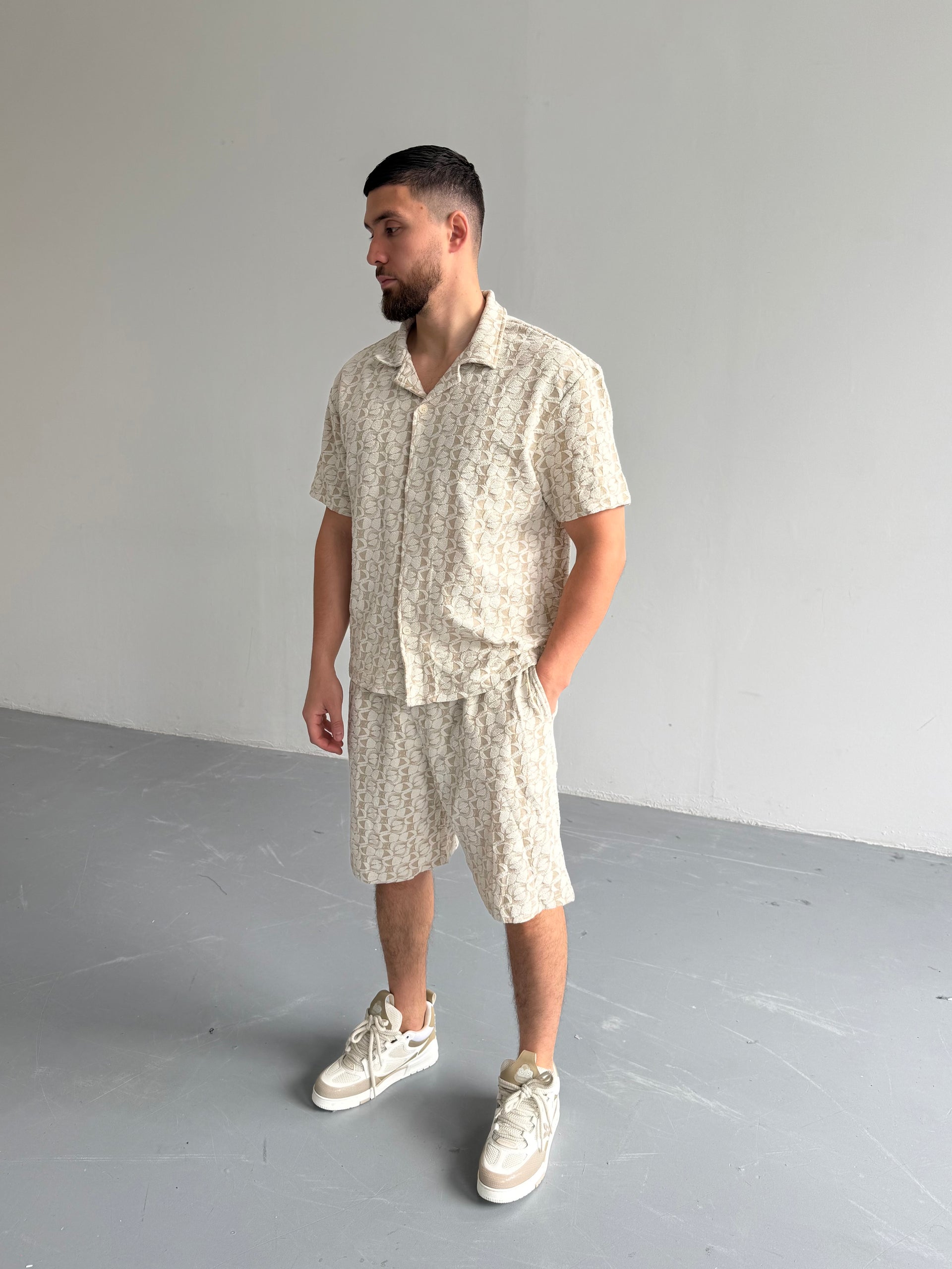 Ensemble short à motif beige