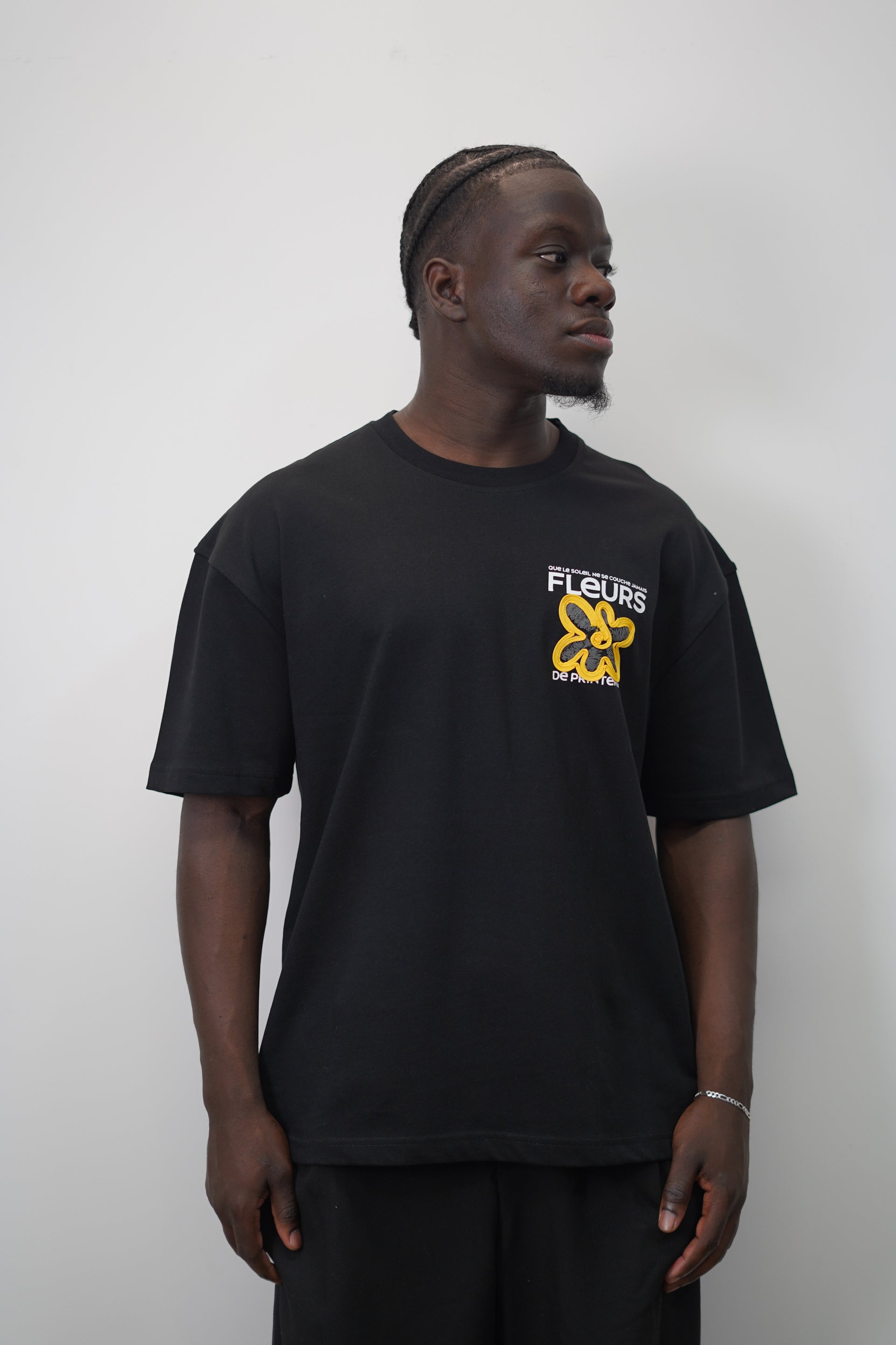 T-shirt Fleur de printemps Noir