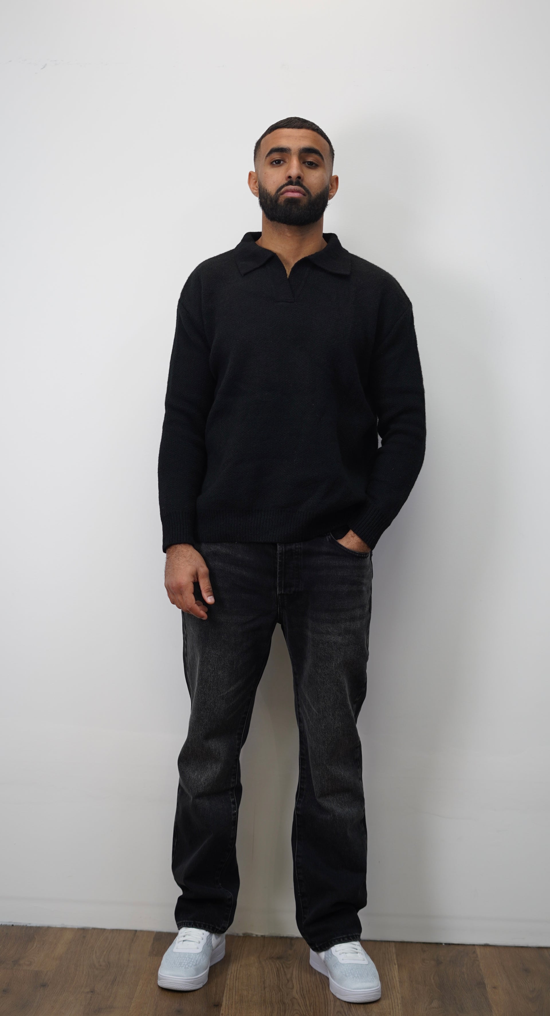 Polo manche longue en laine