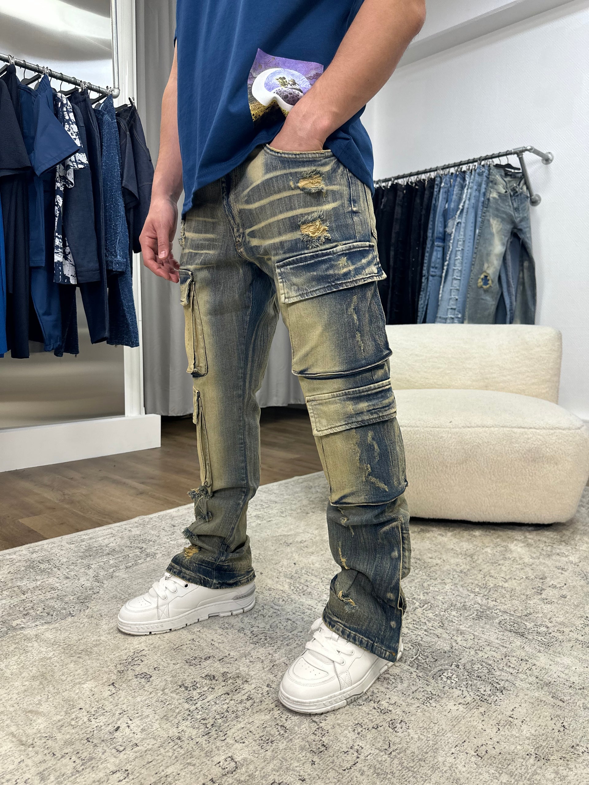 Blue cargo jeans