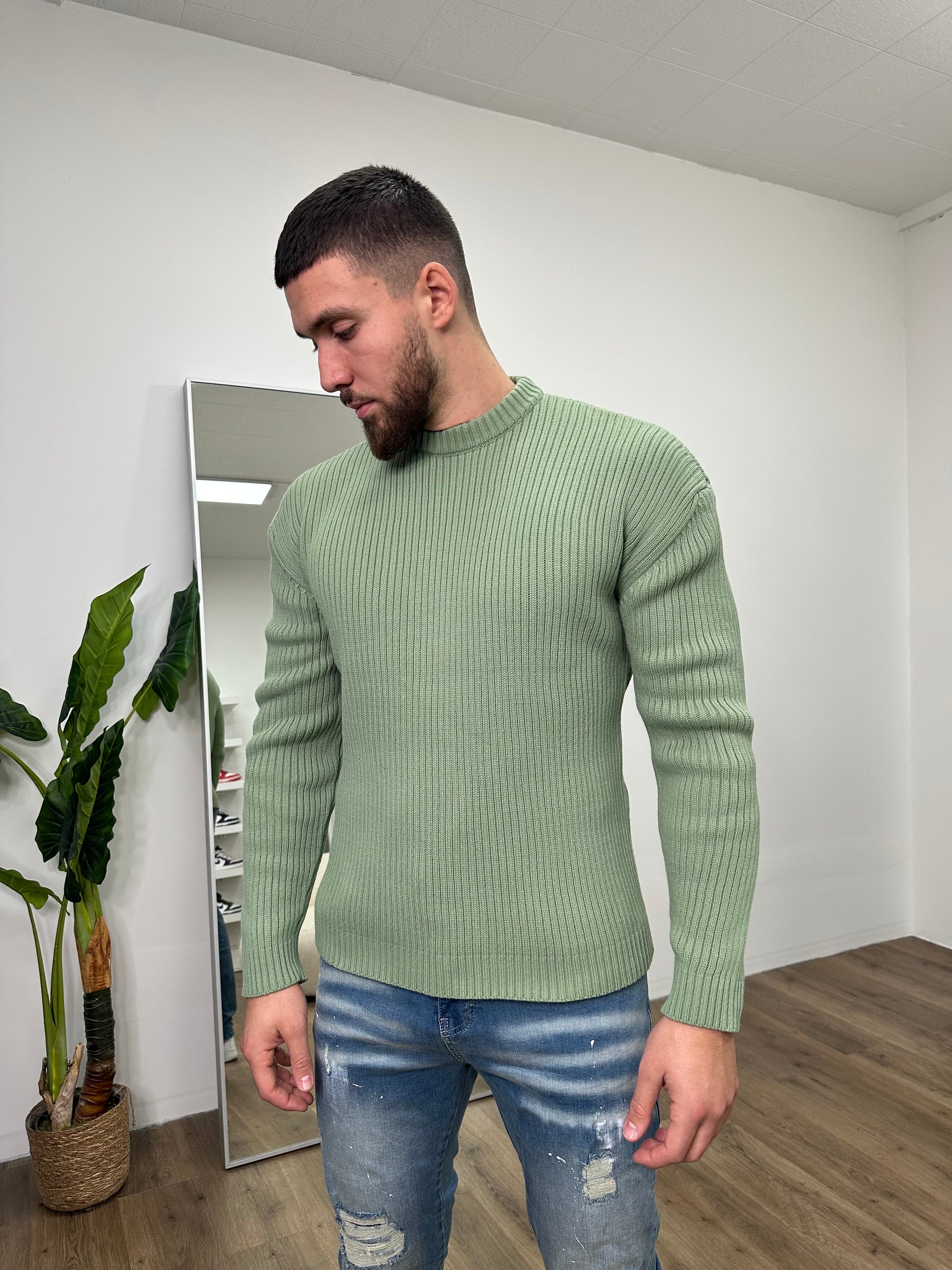 Green knit sweater