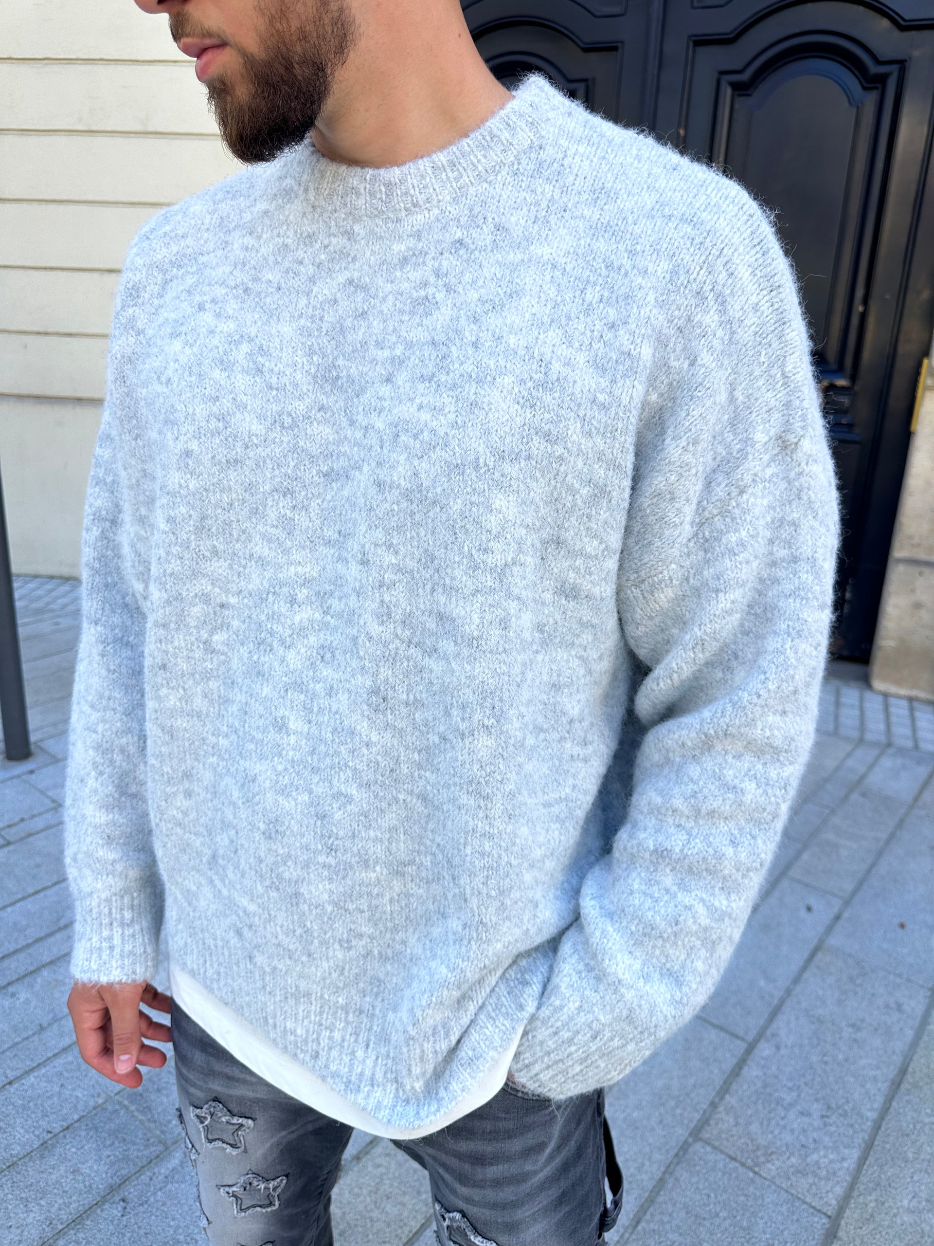 Pull en maille gris