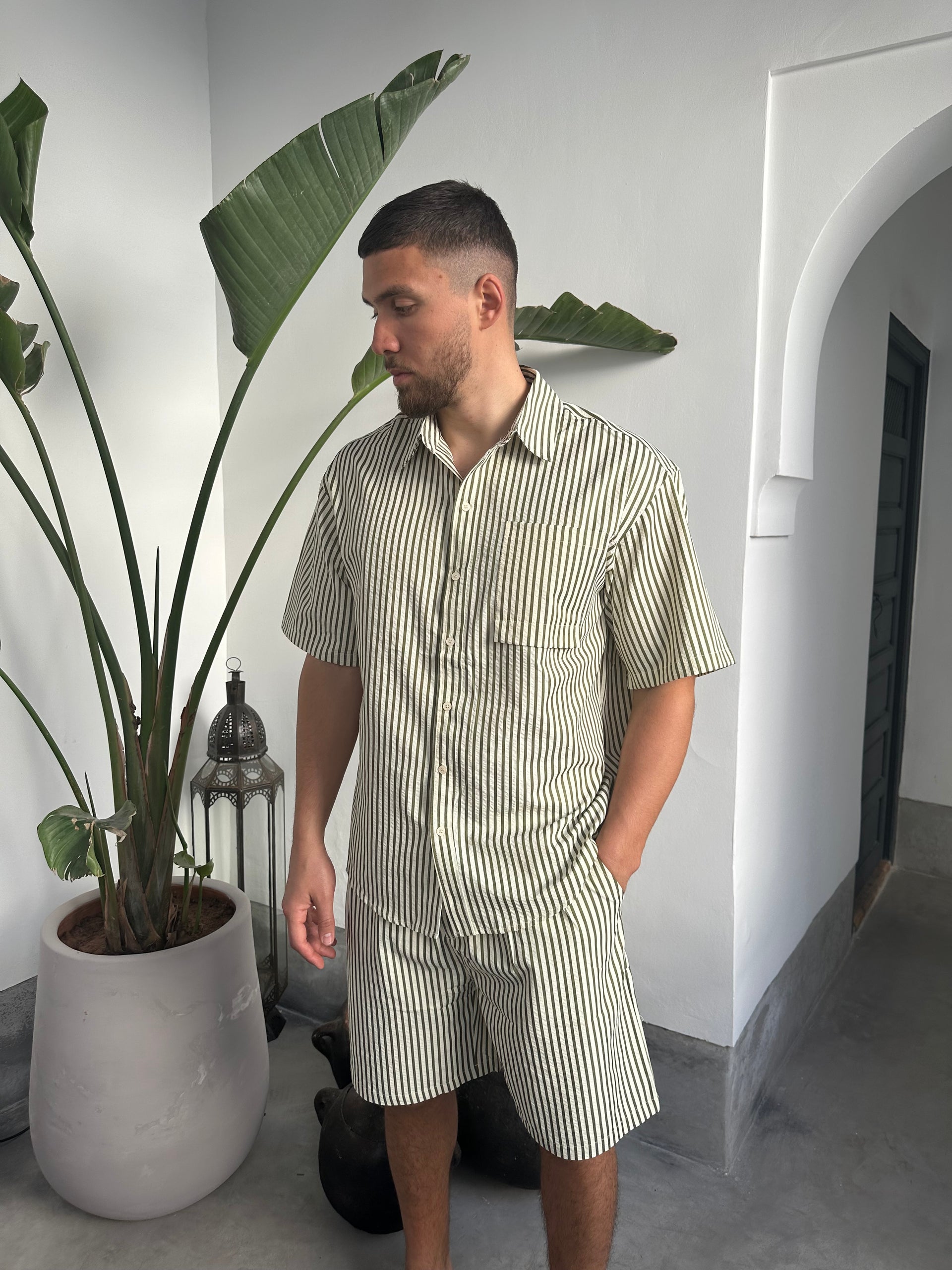 Khaki striped set