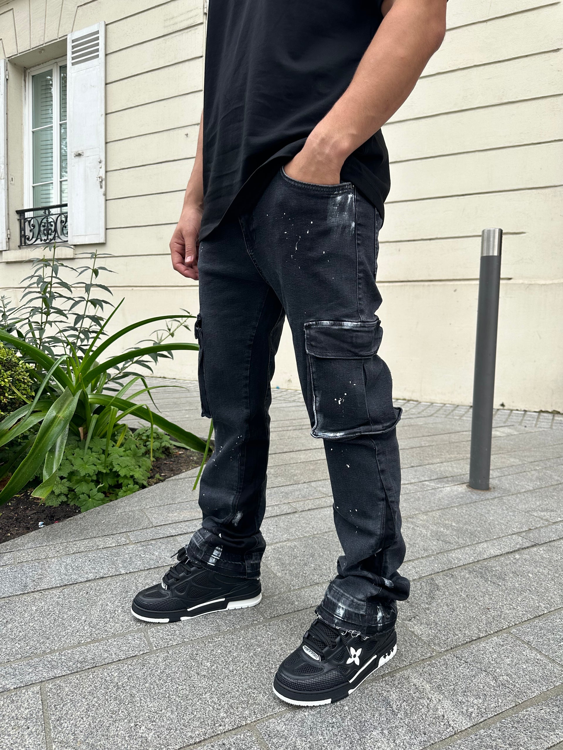 Jean cargo noir LL214