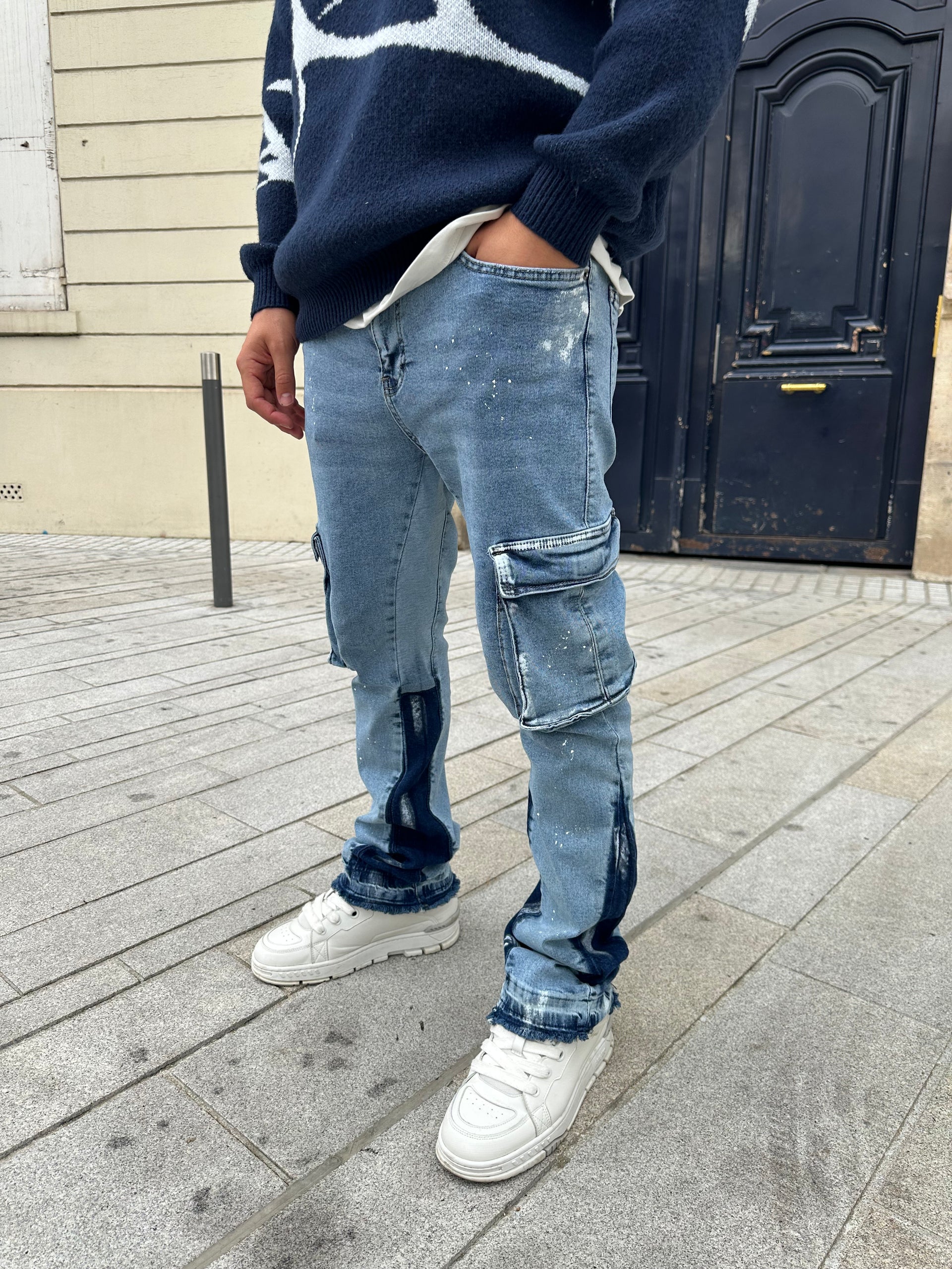 Jean cargo bleu LL213