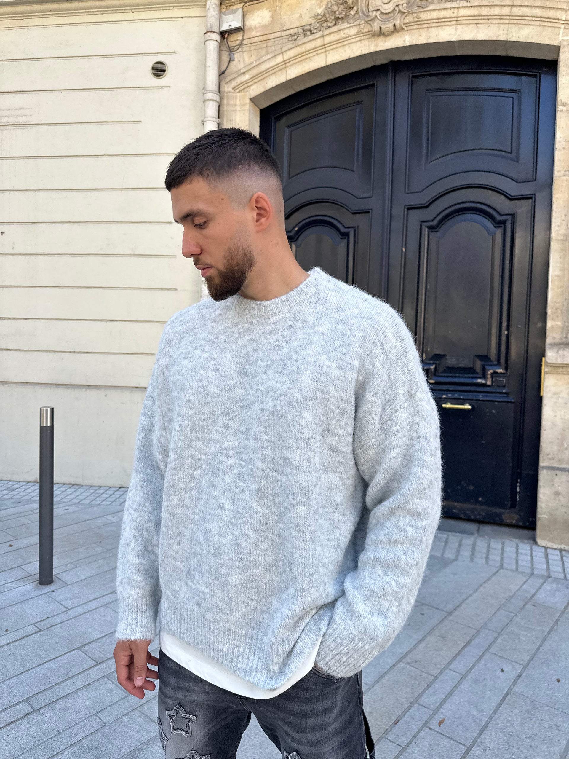 Pull en maille gris