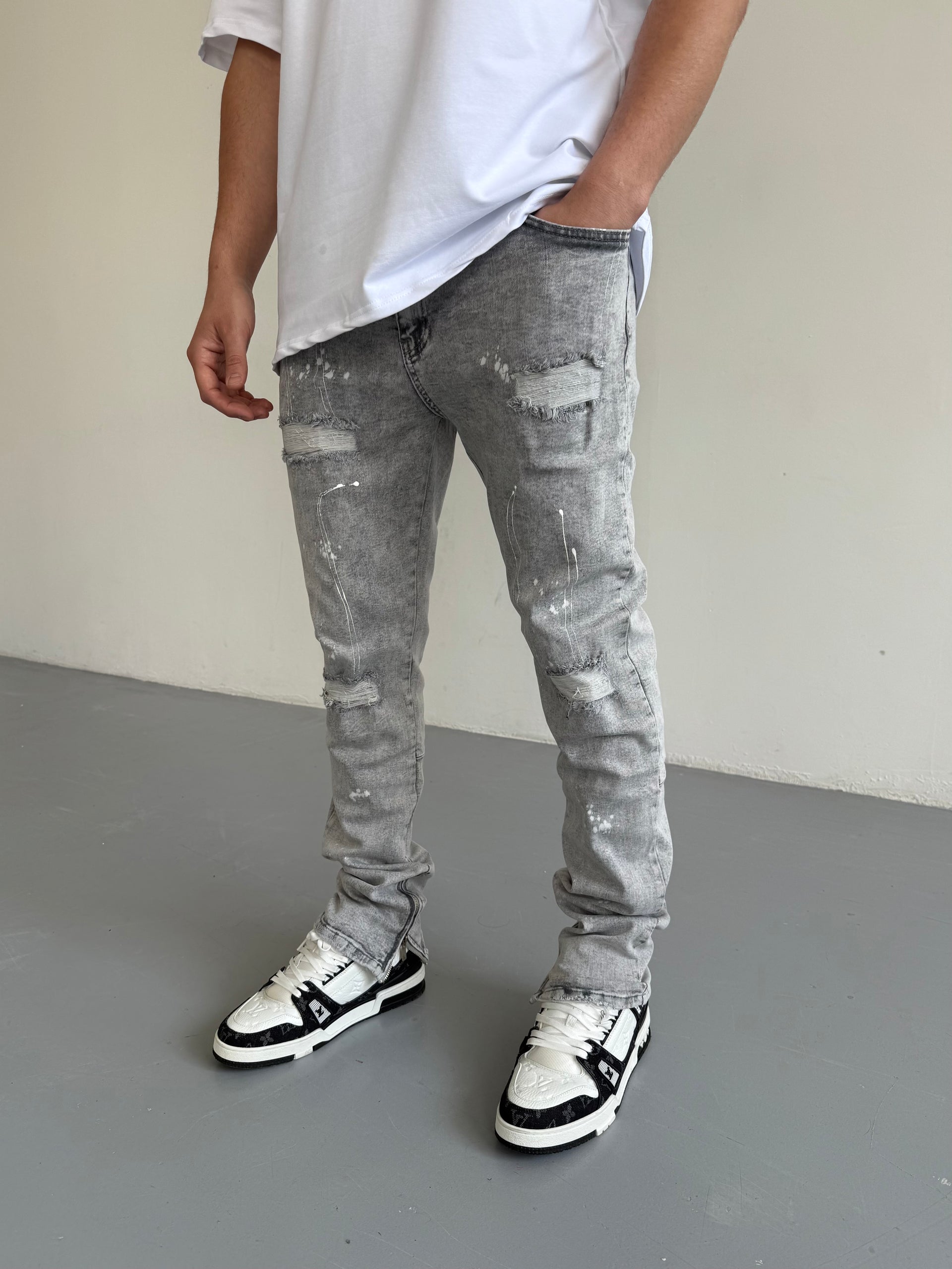 Jean zippé gris LL353