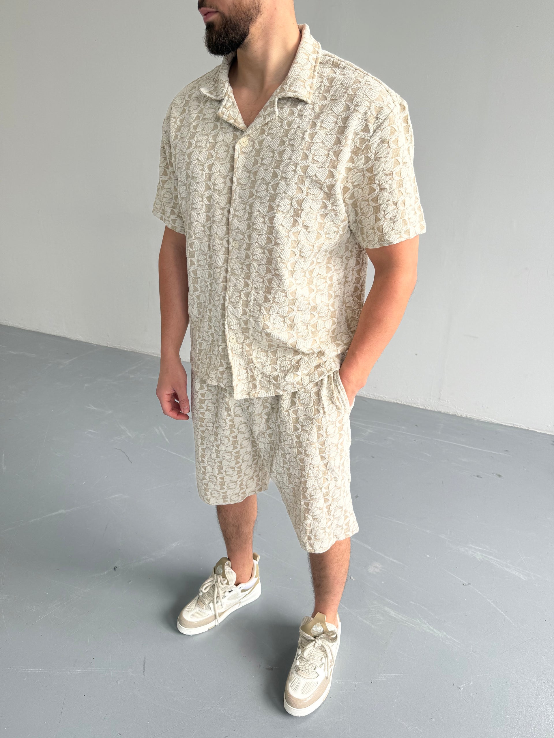 Ensemble short à motif beige