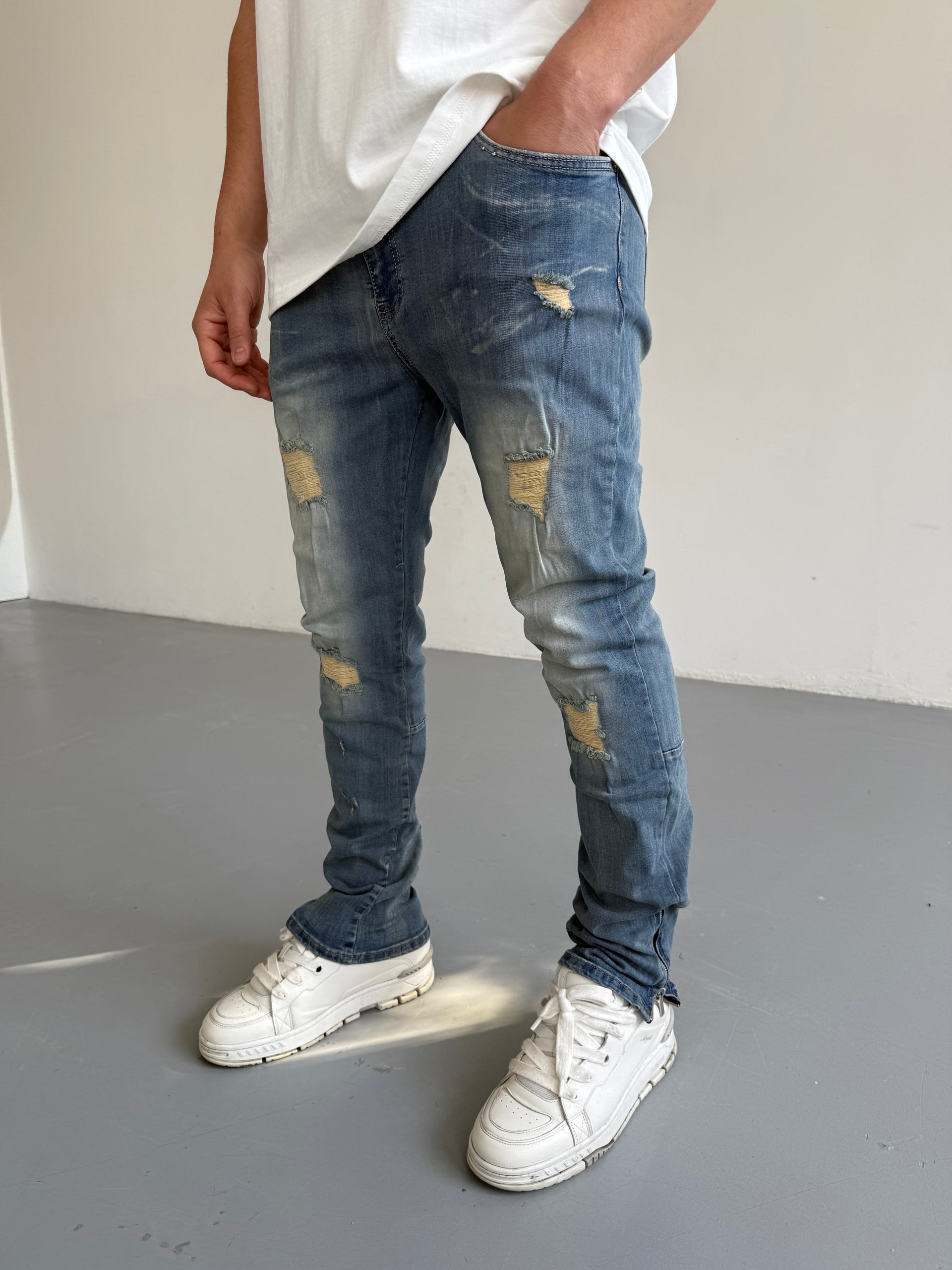 Jean zippé bleu LL202