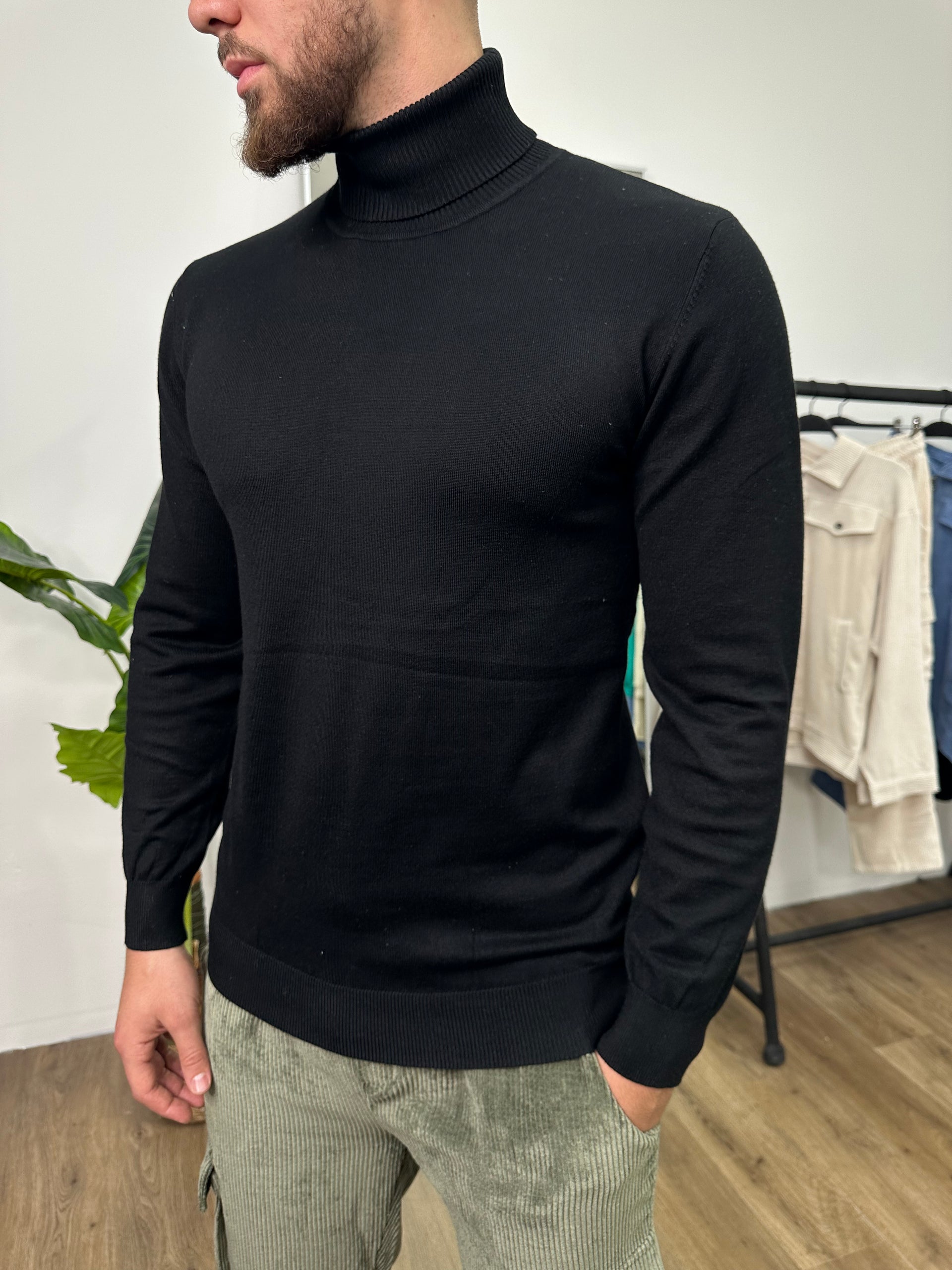 Black turtleneck sweater