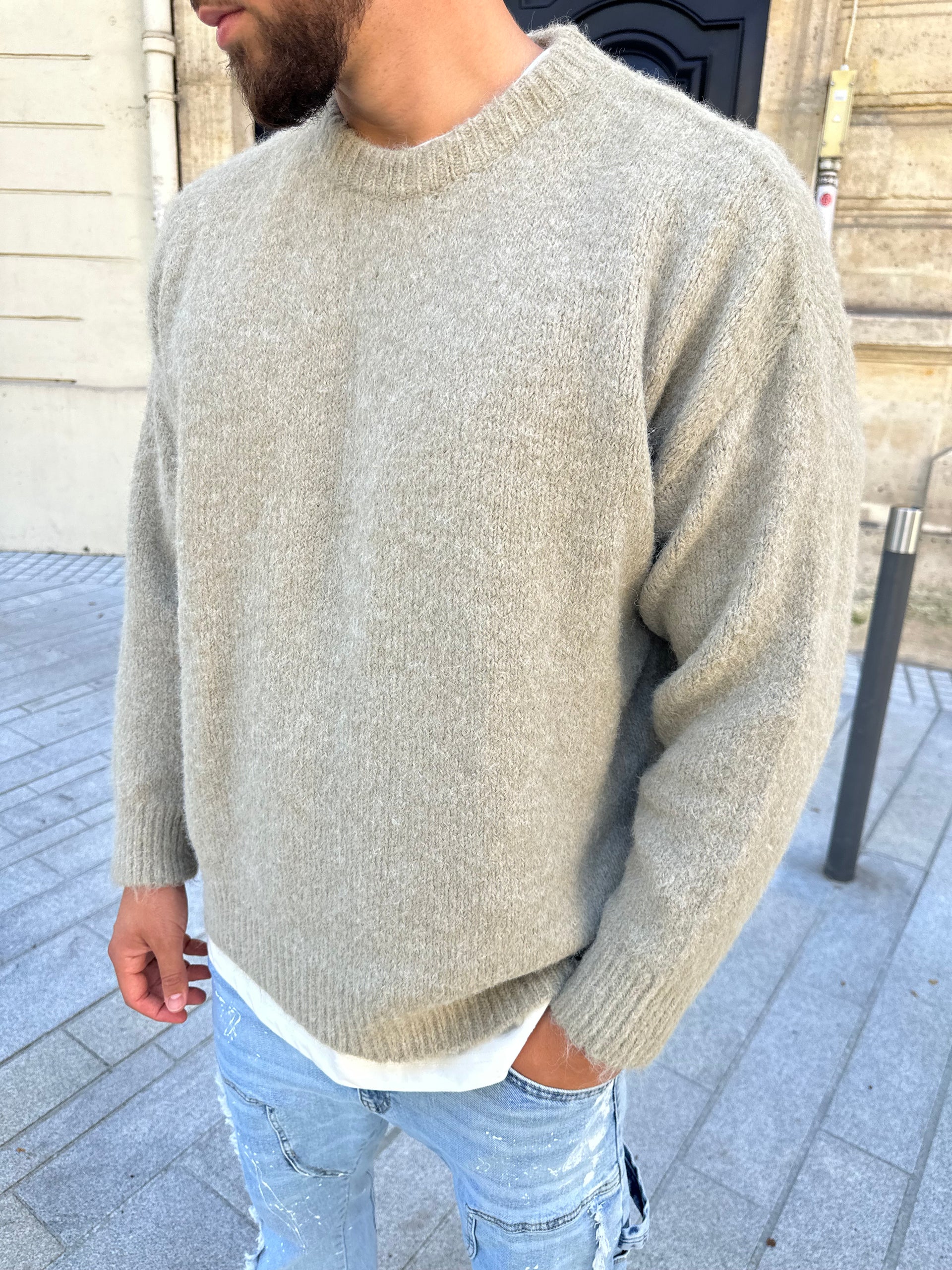 Pull en maille beige