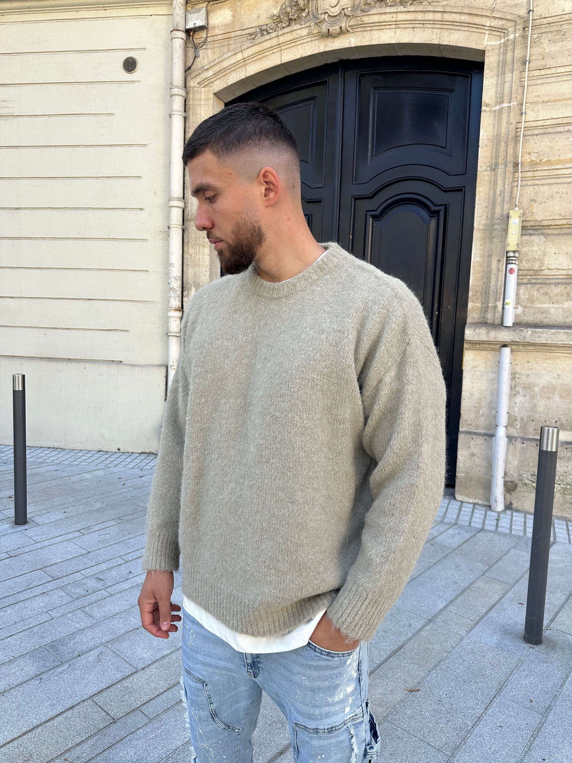 Pull en maille beige