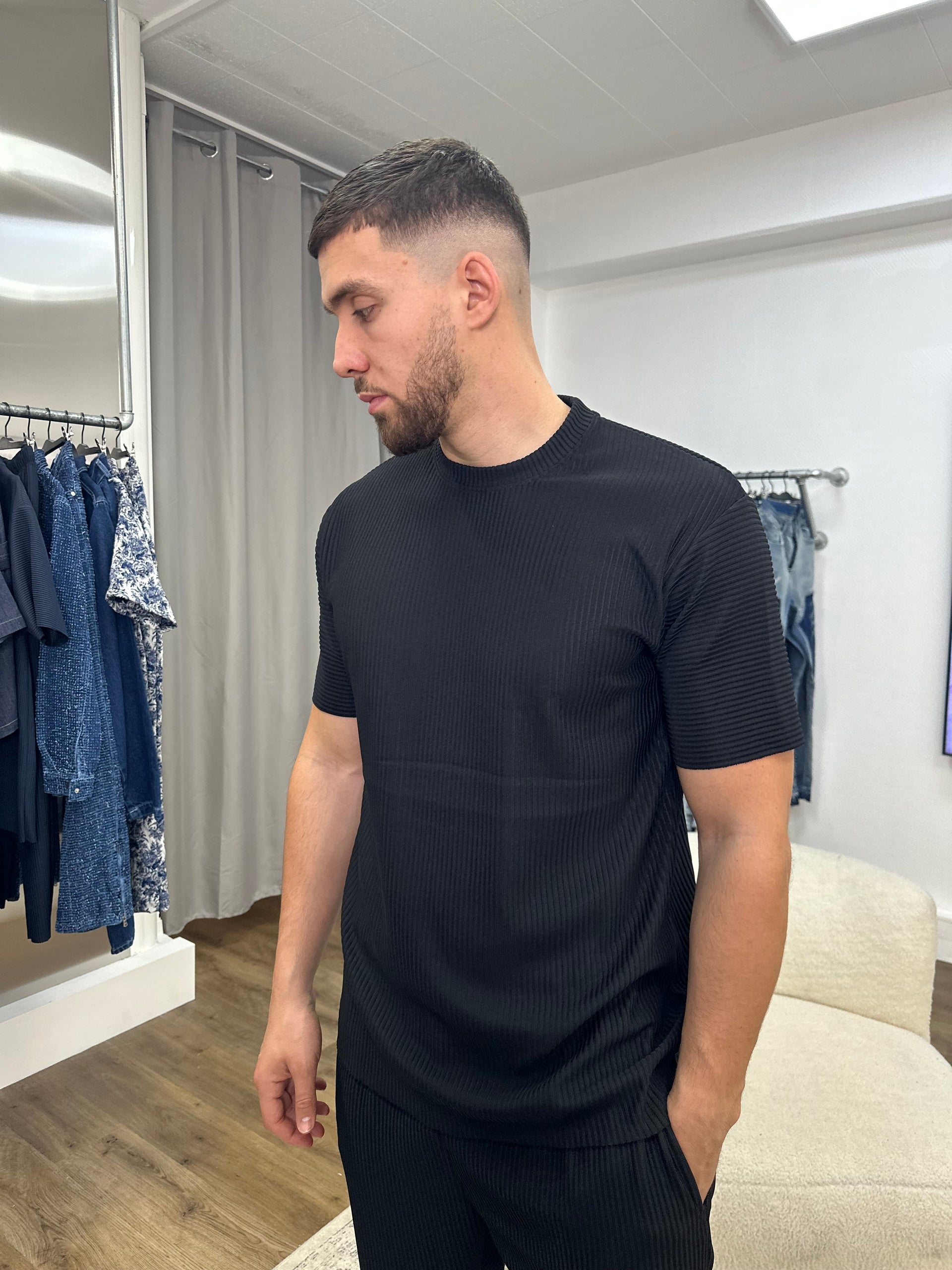 Ensemble plissé t-shirt noir