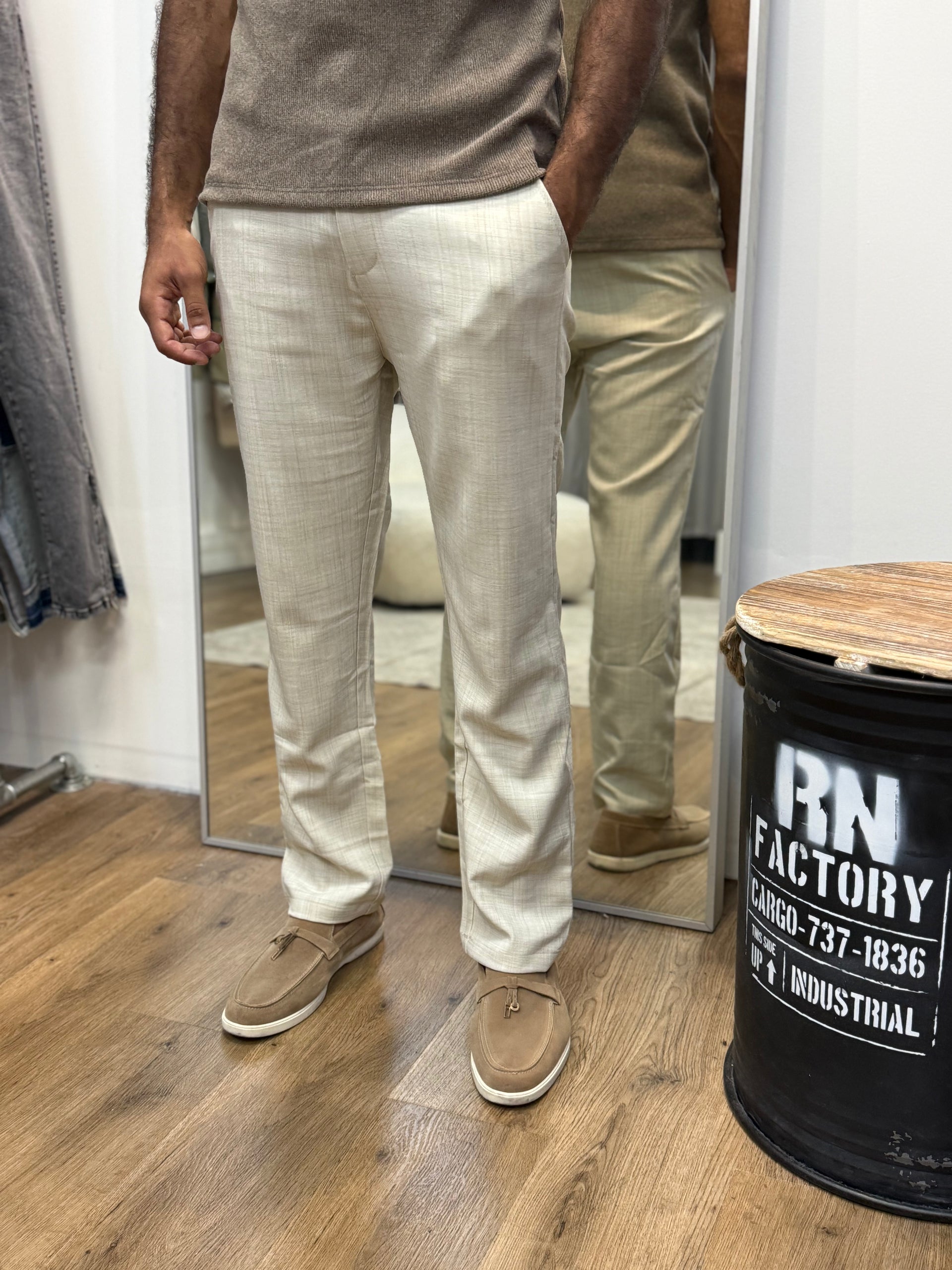 Pantalon à pince crème