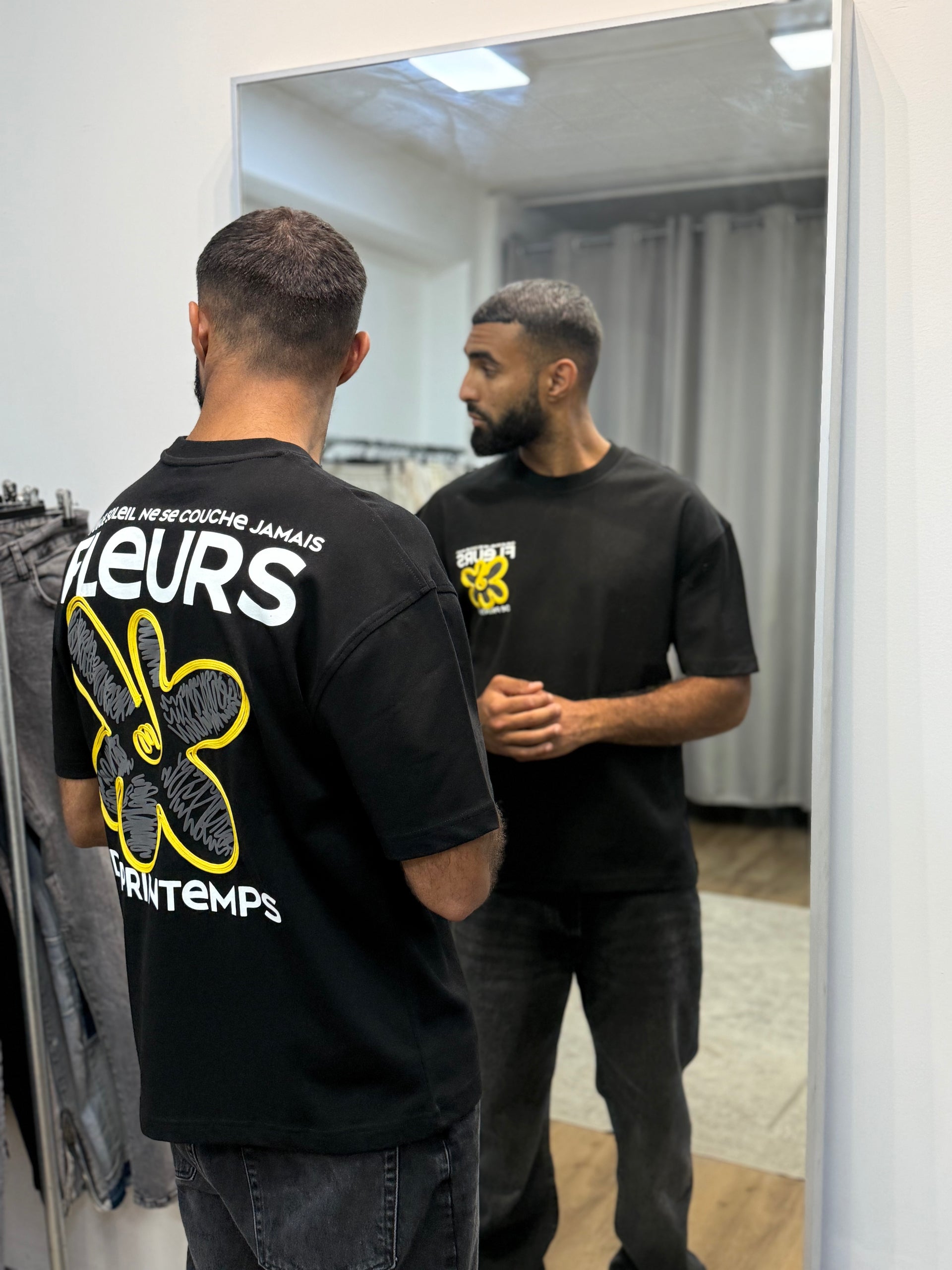 T-shirt Fleur de printemps Noir